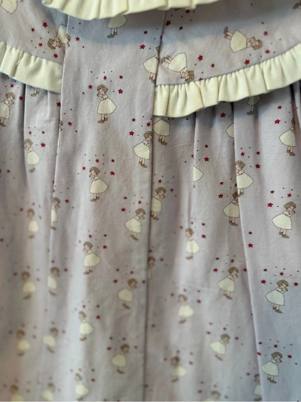 Dondolo Lilac Ruffle Collar Dress with Whimsical Print